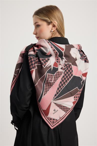 PEYDA PAMUK İPEK EŞARP 100*100 CM - BORDO