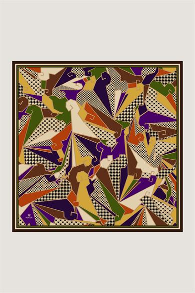 PEYDA PAMUK İPEK EŞARP 100*100 CM - KAHVERENGİ