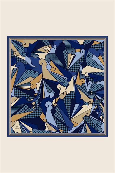 PEYDA PAMUK İPEK EŞARP 100*100 CM - MAVİ