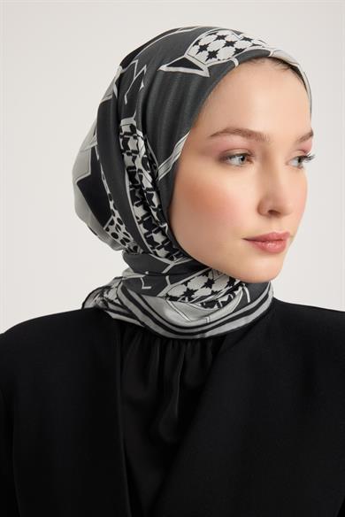PEYDA PAMUK İPEK EŞARP 100*100 CM - SİYAH