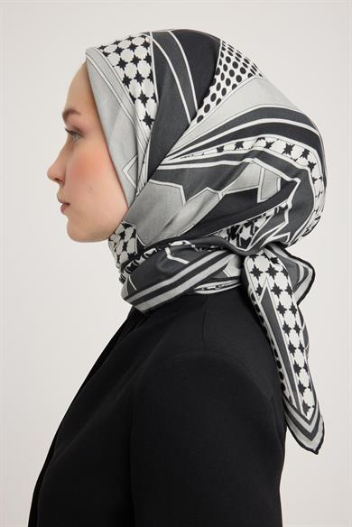 PEYDA PAMUK İPEK EŞARP 100*100 CM - SİYAH