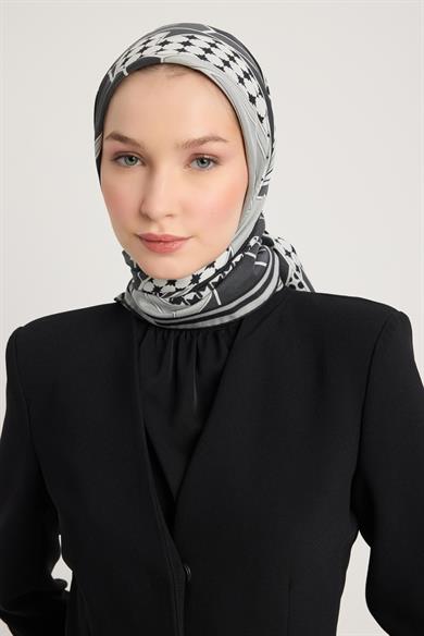 PEYDA PAMUK İPEK EŞARP 100*100 CM - SİYAH