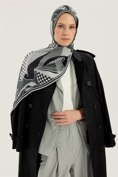 PEYDA PAMUK İPEK ŞAL 70*190 CM - SİYAH