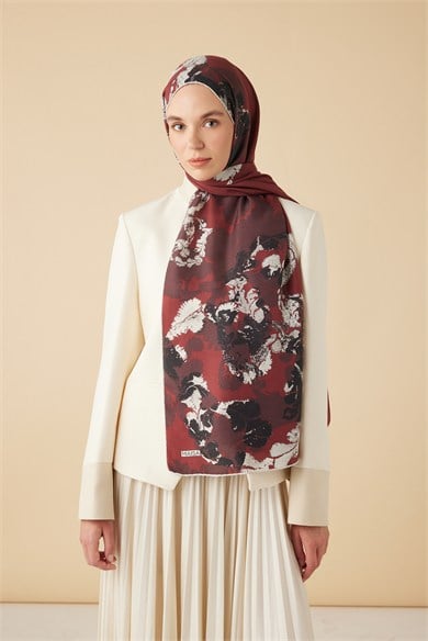 PEYKAN PAMUK İPEK ŞAL 70*190 CM - BORDO