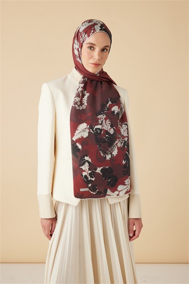 PEYKAN PAMUK İPEK ŞAL 70*190 CM - BORDO