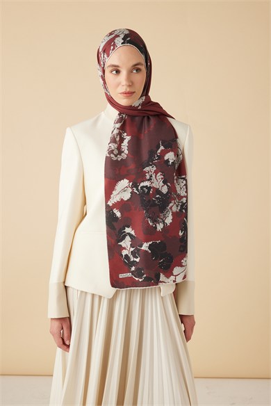 PEYKAN PAMUK İPEK ŞAL 70*190 CM - BORDO