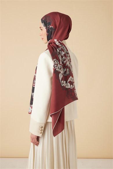 PEYKAN PAMUK İPEK ŞAL 70*190 CM - BORDO