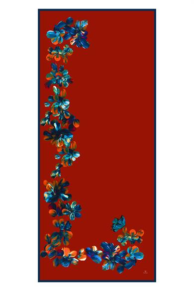 PİLLA KREP İPEK ŞAL 70*190 - KIRMIZI