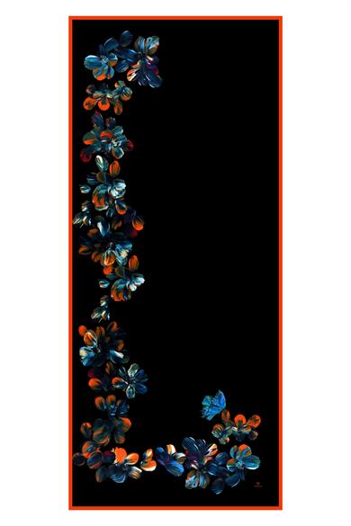 PİLLA KREP İPEK ŞAL 70*190  - SİYAH