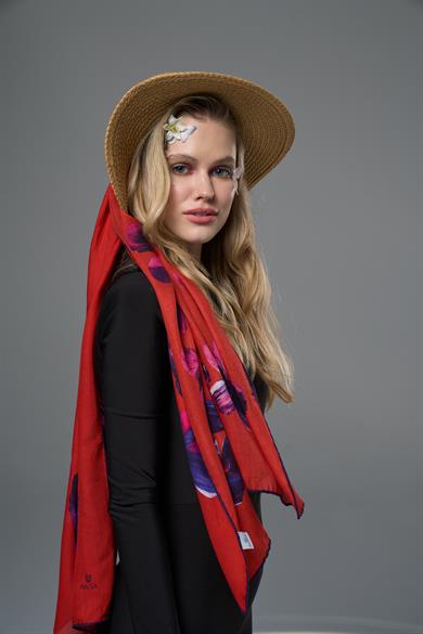 PİLLA MODAL İPEK ŞAL 70*190 - KIRMIZI