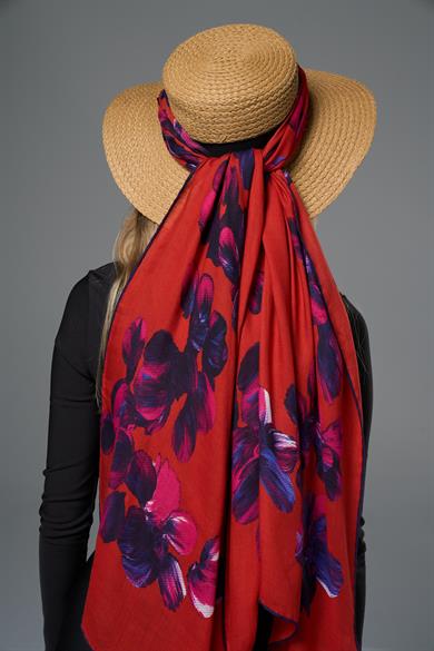 PİLLA MODAL İPEK ŞAL 70*190 - KIRMIZI