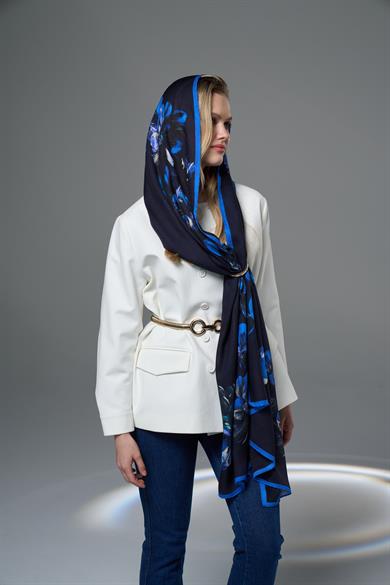 PİLLA MODAL İPEK ŞAL 70*190 - LACİVERT