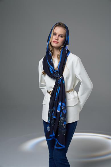 PİLLA MODAL İPEK ŞAL 70*190 - LACİVERT