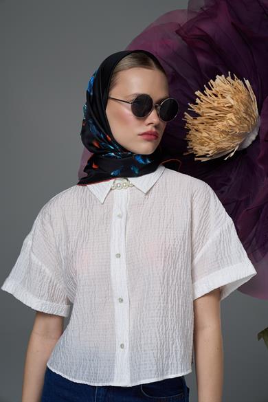 PİLLA TİVİL İPEK EŞARP 90*90 – SİYAH 