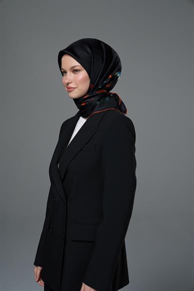 PİLLA TİVİL İPEK EŞARP 90*90 – SİYAH 