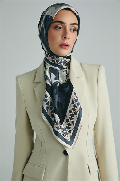 RANA TİVİL İPEK EŞARP 90*90 CM - ANTRASİT