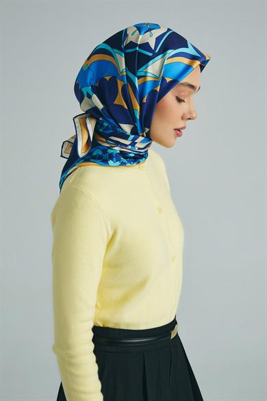 RANA TİVİL İPEK EŞARP 90*90 CM - MAVİ