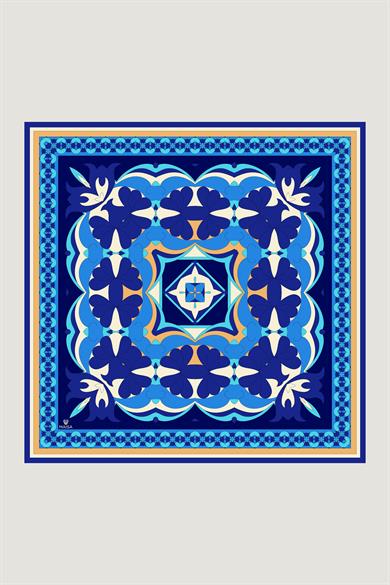 RANA TİVİL İPEK EŞARP 90*90 CM - MAVİ
