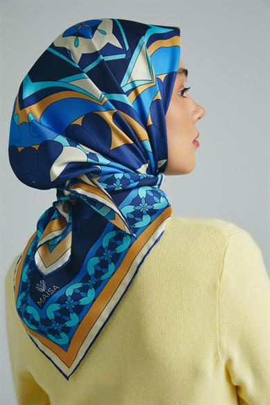 RANA TİVİL İPEK EŞARP 90*90 CM - MAVİ