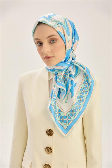 RANA TİVİL İPEK EŞARP 90*90 CM - MAVİ