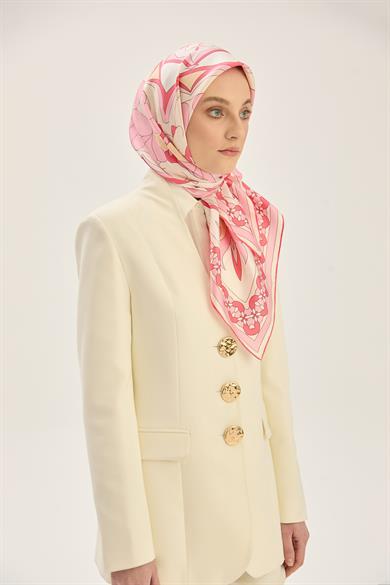 RANA TİVİL İPEK EŞARP 90*90 CM - PEMBE