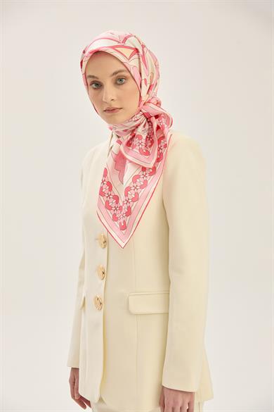 RANA TİVİL İPEK EŞARP 90*90 CM - PEMBE