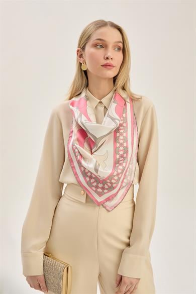 RANA TİVİL İPEK EŞARP 90*90 CM - PEMBE