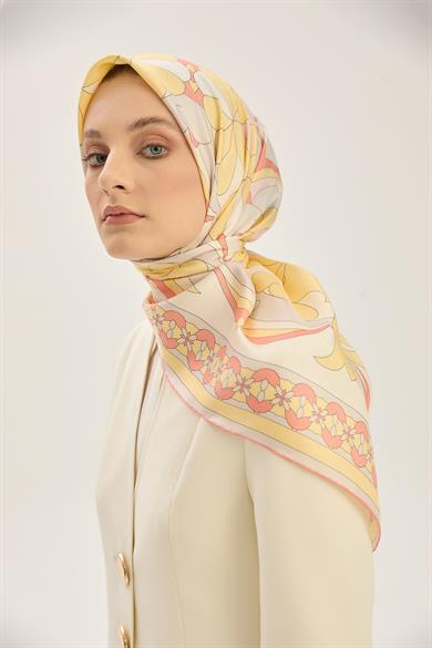 RANA TİVİL İPEK EŞARP 90*90 CM - SARI