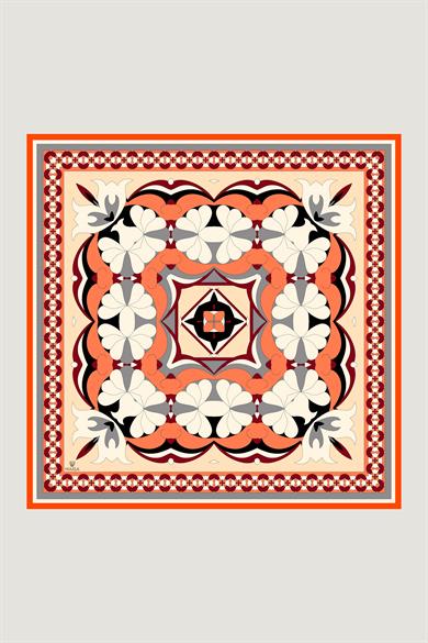 RANA TİVİL İPEK EŞARP 90*90 CM - TURUNCU