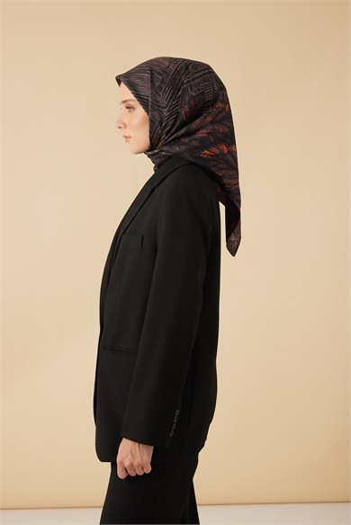 RAVZA MULBERRY İPEK EŞARP 90*90 CM - ACI KAHVE
