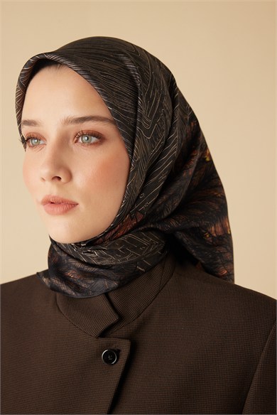 RAVZA MULBERRY İPEK EŞARP 90*90 CM - HAKİ