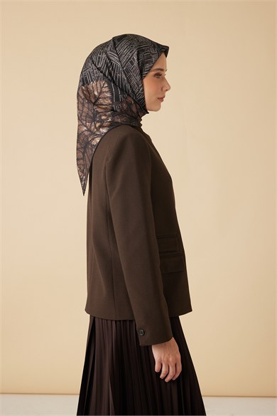 RAVZA MULBERRY İPEK EŞARP 90*90 CM - KAHVERENGİ