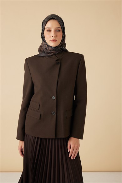 RAVZA MULBERRY İPEK EŞARP 90*90 CM - KAHVERENGİ