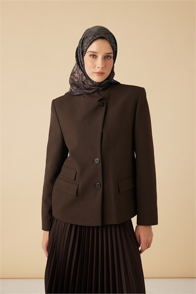 RAVZA MULBERRY İPEK EŞARP 90*90 CM - KAHVERENGİ