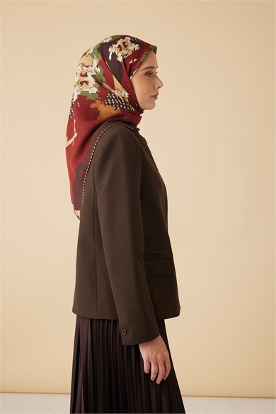 REHA YÜN ÜÇGEN ŞAL 140*140/2 CM - BORDO