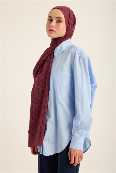 REMZ İPEK PAMUK TENSEL ŞAL 70*190 CM - BORDO