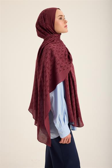REMZ İPEK PAMUK TENSEL ŞAL 70*190 CM - BORDO