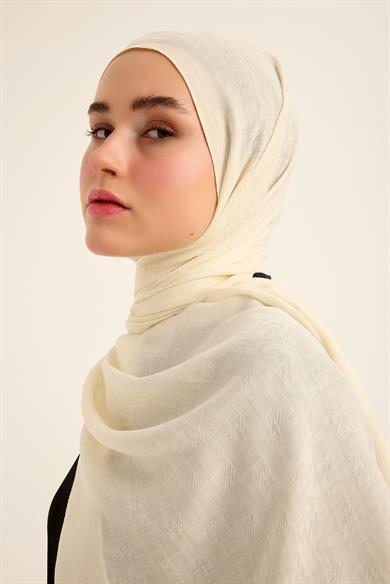 REMZ İPEK PAMUK TENSEL ŞAL 70*190 CM - EKRU
