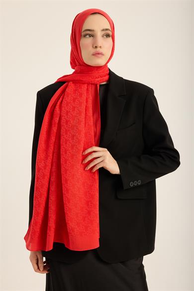 REMZ İPEK PAMUK TENSEL ŞAL 70*190 CM - KIRMIZI