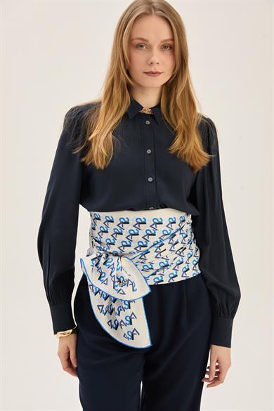 REMZ MULBERRY İPEK ŞAL 70*190 CM - KOYU MAVİ