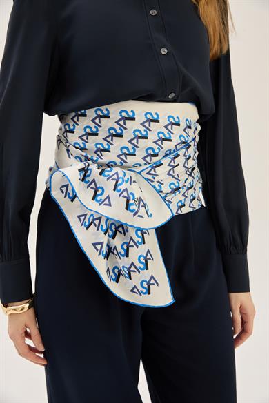 REMZ MULBERRY İPEK ŞAL 70*190 CM - KOYU MAVİ