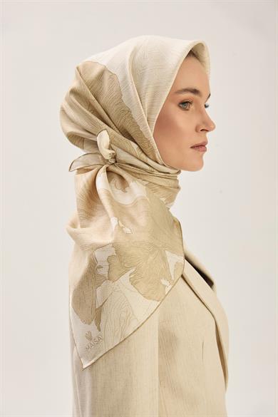 REŞHA MULBERRY İPEK EŞARP 90*90 CM - BEJ