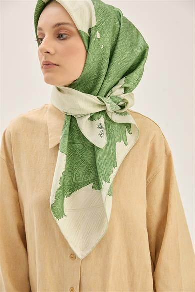 REŞHA MULBERRY İPEK EŞARP 90*90 CM - FISTIK YEŞİL