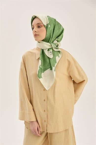 REŞHA MULBERRY İPEK EŞARP 90*90 CM - FISTIK YEŞİL
