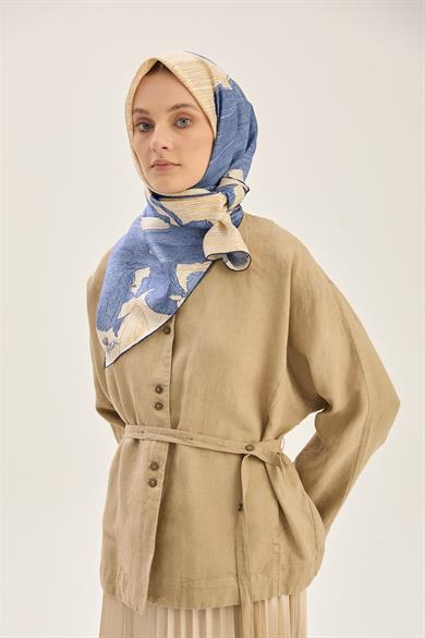 REŞHA MULBERRY İPEK EŞARP 90*90 CM - KOYU BEJ