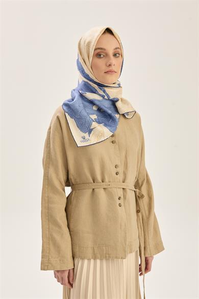 REŞHA MULBERRY İPEK EŞARP 90*90 CM - KOYU BEJ