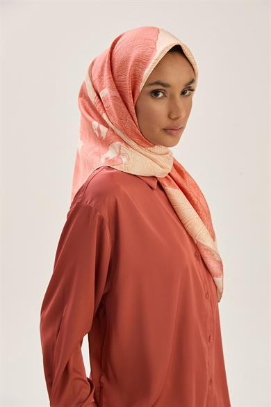 REŞHA MULBERRY İPEK EŞARP 90*90 CM - MERCAN