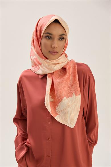 REŞHA MULBERRY İPEK EŞARP 90*90 CM - MERCAN