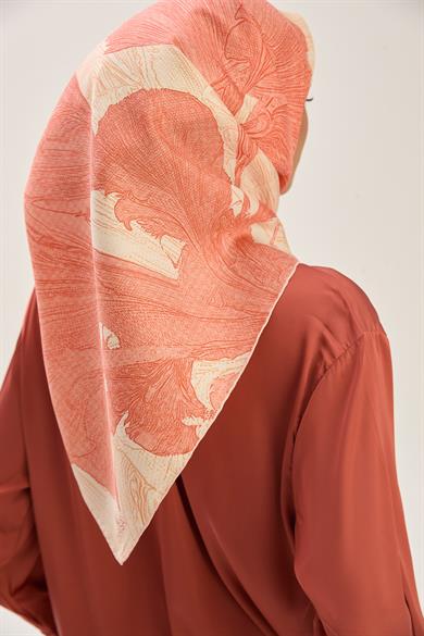 REŞHA MULBERRY İPEK EŞARP 90*90 CM - MERCAN