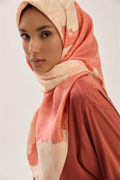 REŞHA MULBERRY İPEK EŞARP 90*90 CM - MERCAN